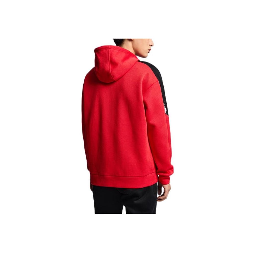 Anta Logo Patch Drawstring Hooded Long Sleeve Sweatshirt Men Tops Red 952237718-2
