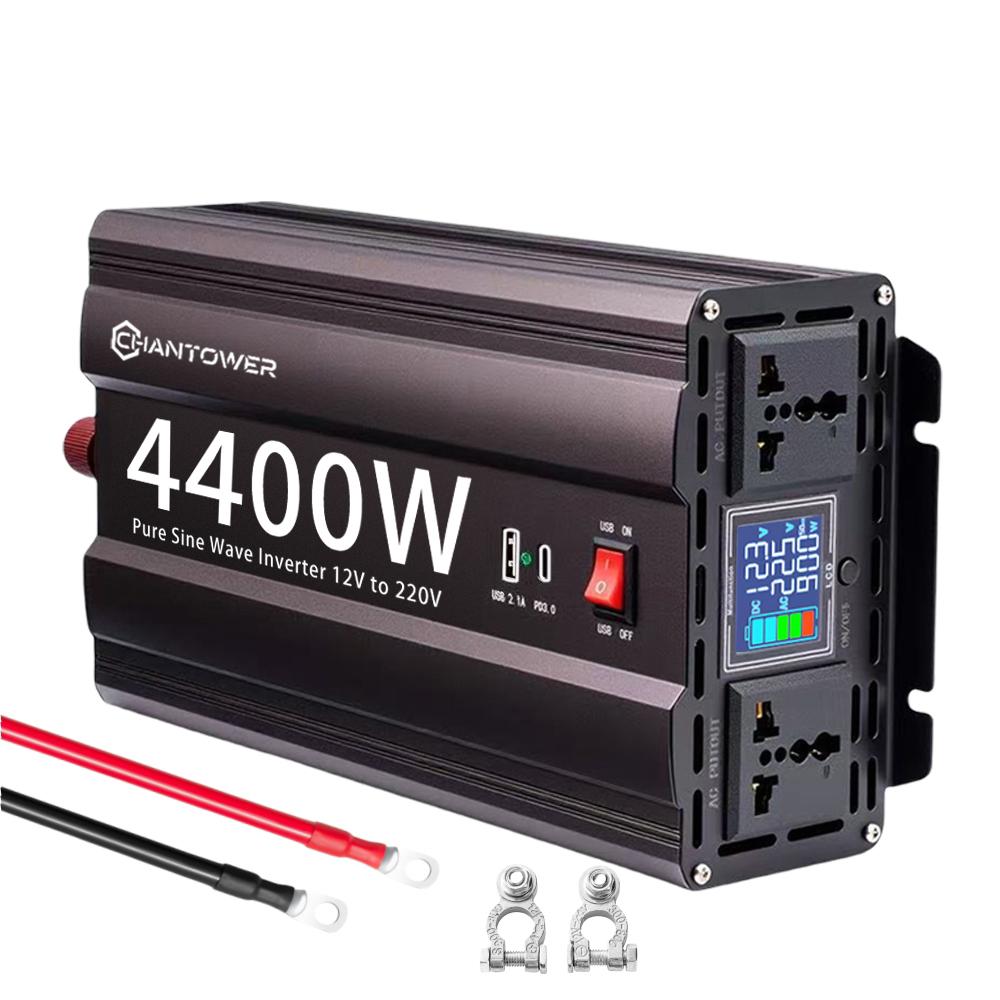Pure Sine Wave Inverter 12V 220V 2000W/3000W/4400W/5500W DC To AC Converter Car Power Solar Inverter with Fast Charging USB C