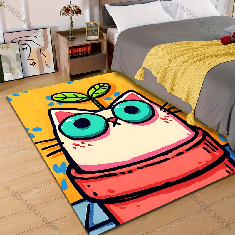 

Multiple sizes Cat with sprout head Carpet for Living Room Bedroom Sofa Home Decor Rus Non-slip Floor Mat Luxury Gift 40cm x 60cm