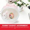 Easter Candy Dish: 1pc Ceramic Bunny Bowl with Handle, Pink Easter Rabbit Home Decor Basket Bunny Candy Bowl, Rabbit Figurine Landscap Ornament for