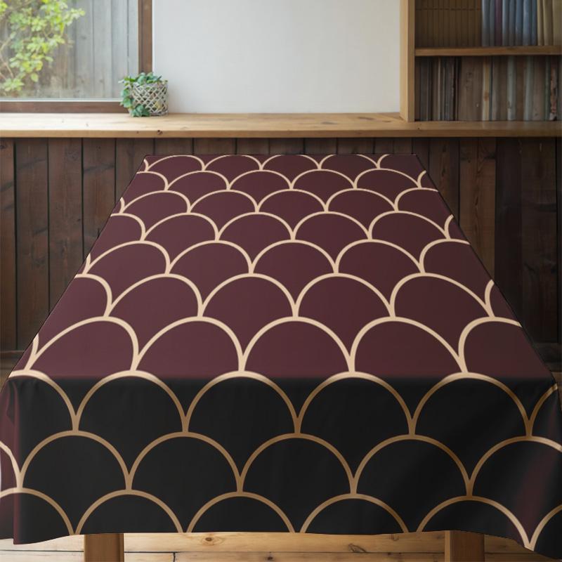 Modern Geometric Dining Tablecloth with Gold Floral Print for Home Decoration 180x240cm