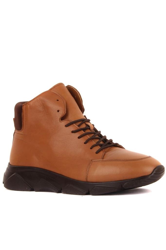 Men's Fashion Genuine Leather Flat Heeled Booties Bootie Tan Leather Lace Up Boots Shoes