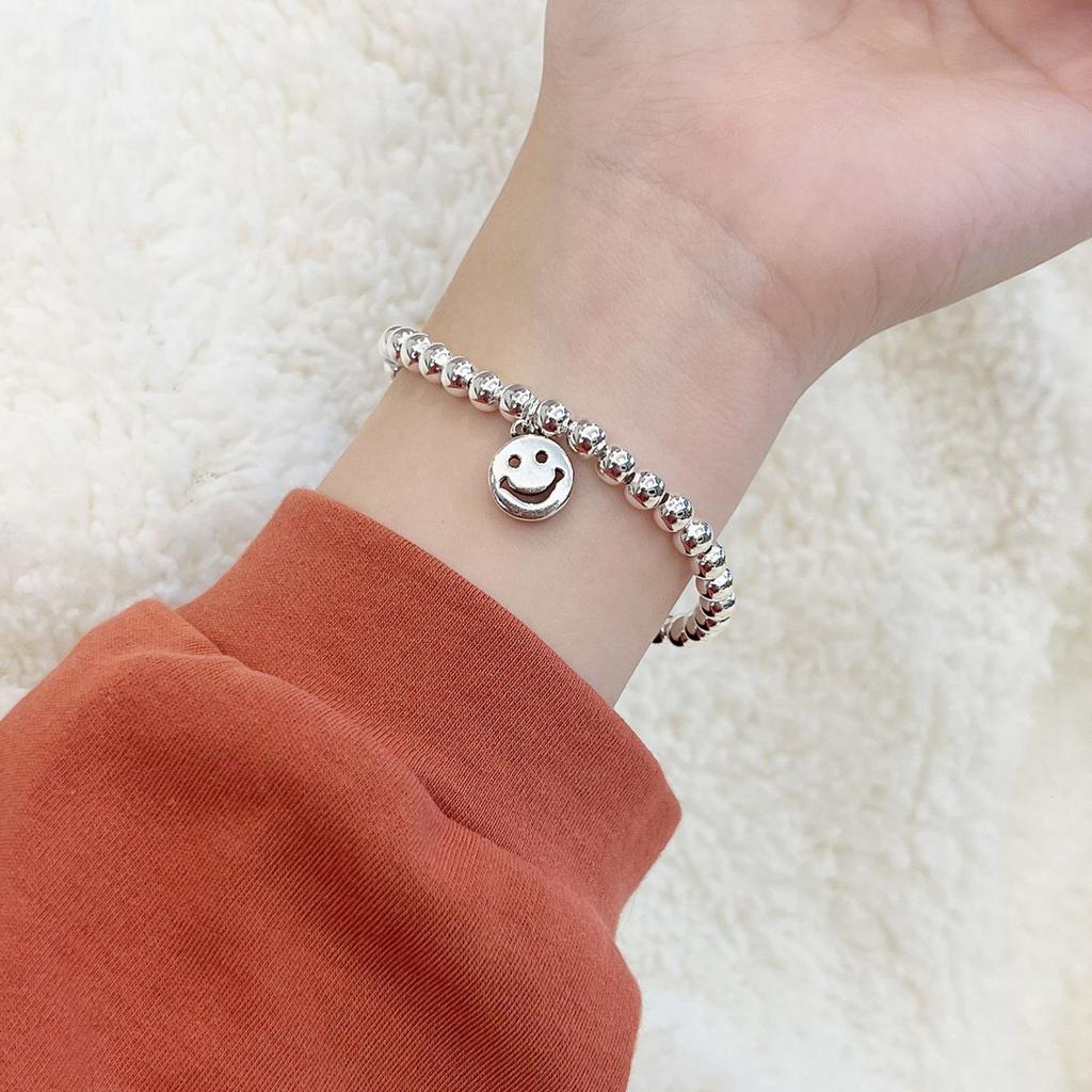 Retro Simple Smile Smile Bracelet Female Personality Smiley Face Round Bead Chain Trend Fresh Jewelry