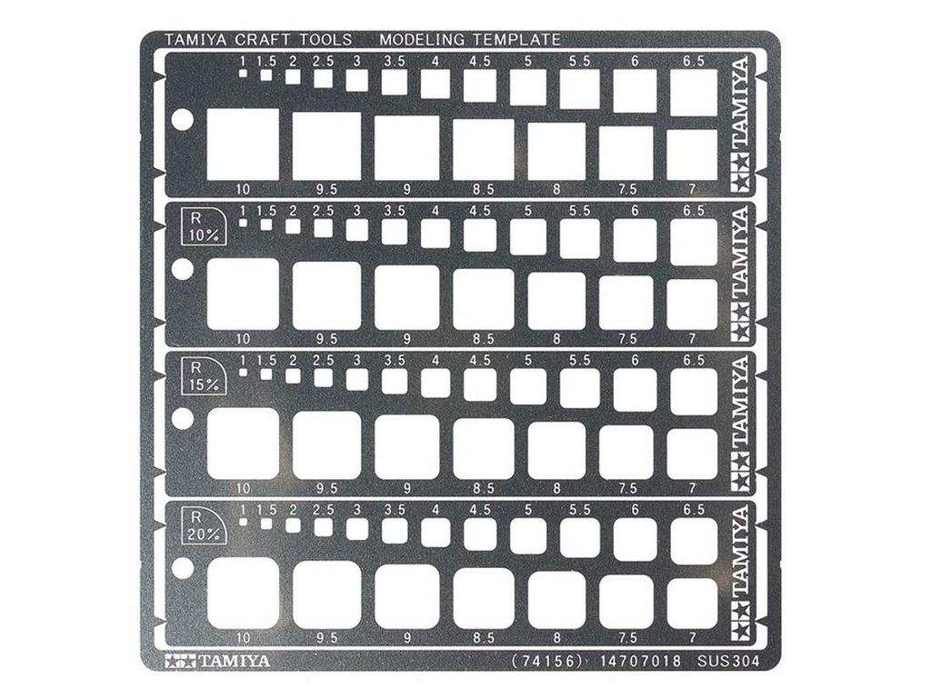 Tamiya Řada řemeslných nástrojů č.. 156 Modelovací šablona (Čtverec 1-10mm) pro Plastikové Modely, 74156
