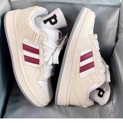 Spring and Summer New Thick-soled Versatile Leather Board Shoes Bread Shoes Student Low-top Sports and Leisure Shoes