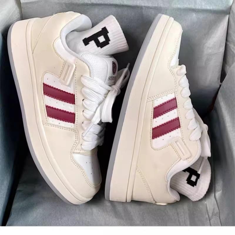 

Весенне-летние новые универсальные кожаные кеды на толстой подошве, туфли-хлебцы, студенческие спортивные и повседневные туфли с низким верхом 40