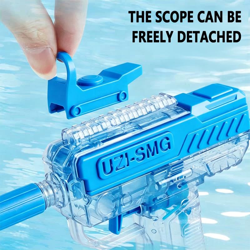 Transparent UZI Manual Water Gun Long Range High Pressure Squirt Blaster, Easy Fill Summer Pool Beach Water Fight Toy Party Gift