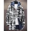 Men Cardigans Coats Geometric Stripe Square Printed Plush Thick Winter Abstract Art Graphics Jackets Casual Streetwear Clothing