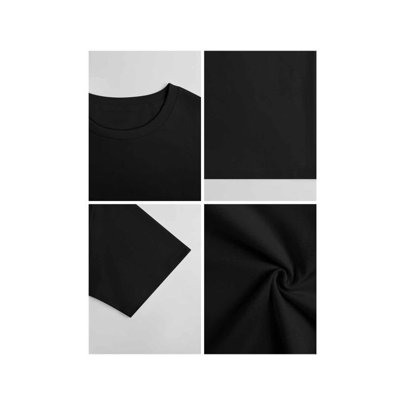 European Sizes Adult's Casual Crew Neck T-Shirt - Black Cat Print, Smooth Fabric - All-Season Wear | Regular Fit | Positioning Printing