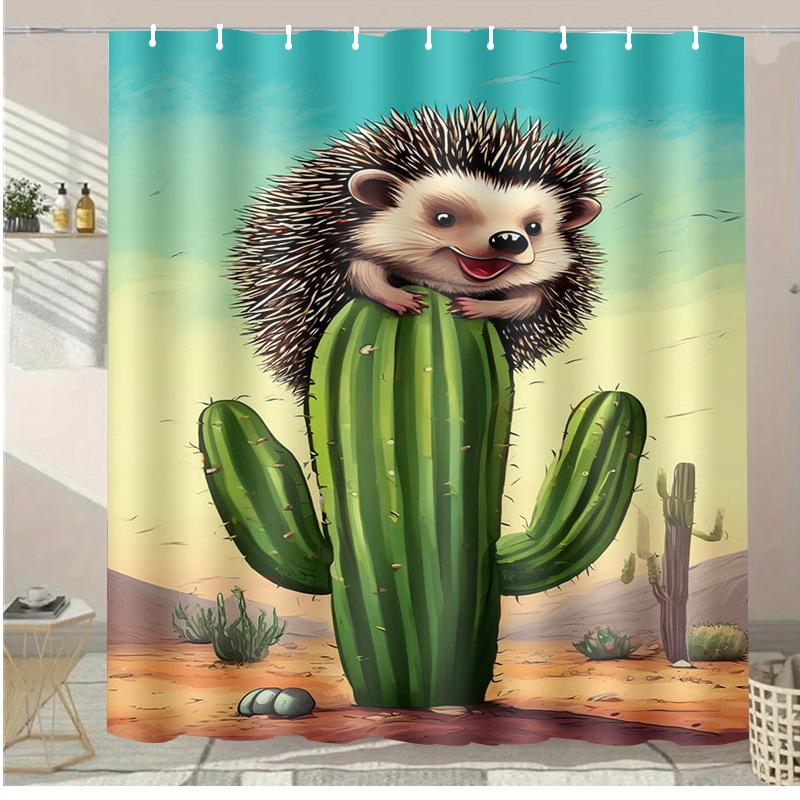 Cartoon Rainbow Sun Washable Dirt-Resistant Shower Curtain Shower Head Waterproof Polyester Bath Curtain For Home Decor