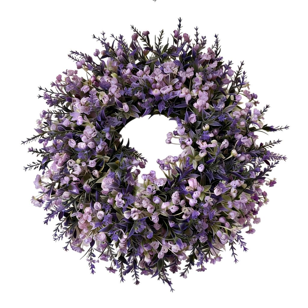 Cross-border Lavender Wreath: Spring/Summer Door & Window Floral Hanging Ornament for Outdoor & Shop Décor