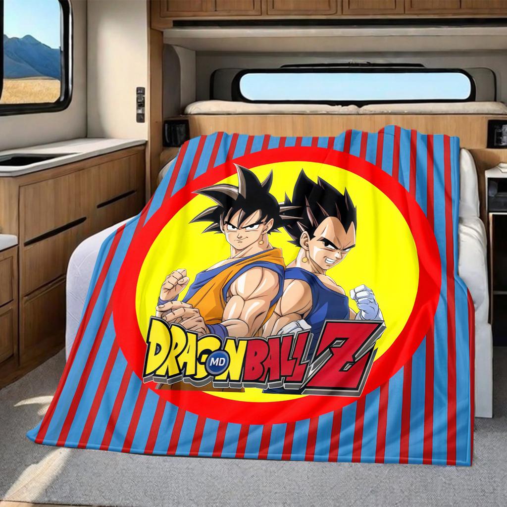 1 ks flanelová deka s potiskem Son Goku, Vysoce kvalitní pro všechna roční období, Domácí dekorace, Teplo a pohodlí, Perfektní jako vánoční dárky