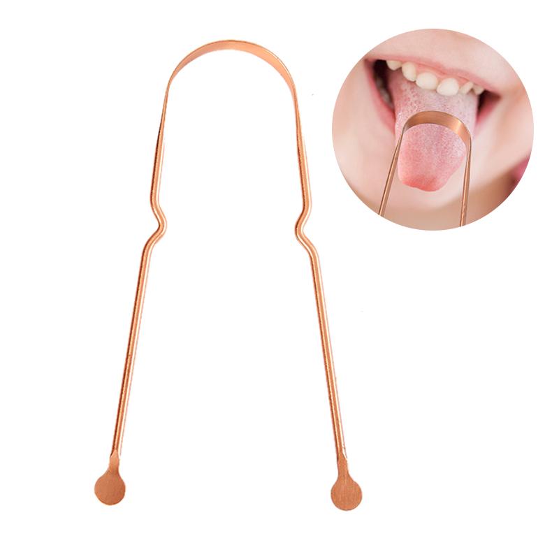 1Pc Simple Copper Tongue Scraper Cleaner Fresh Breath Dental Cleaning Tools