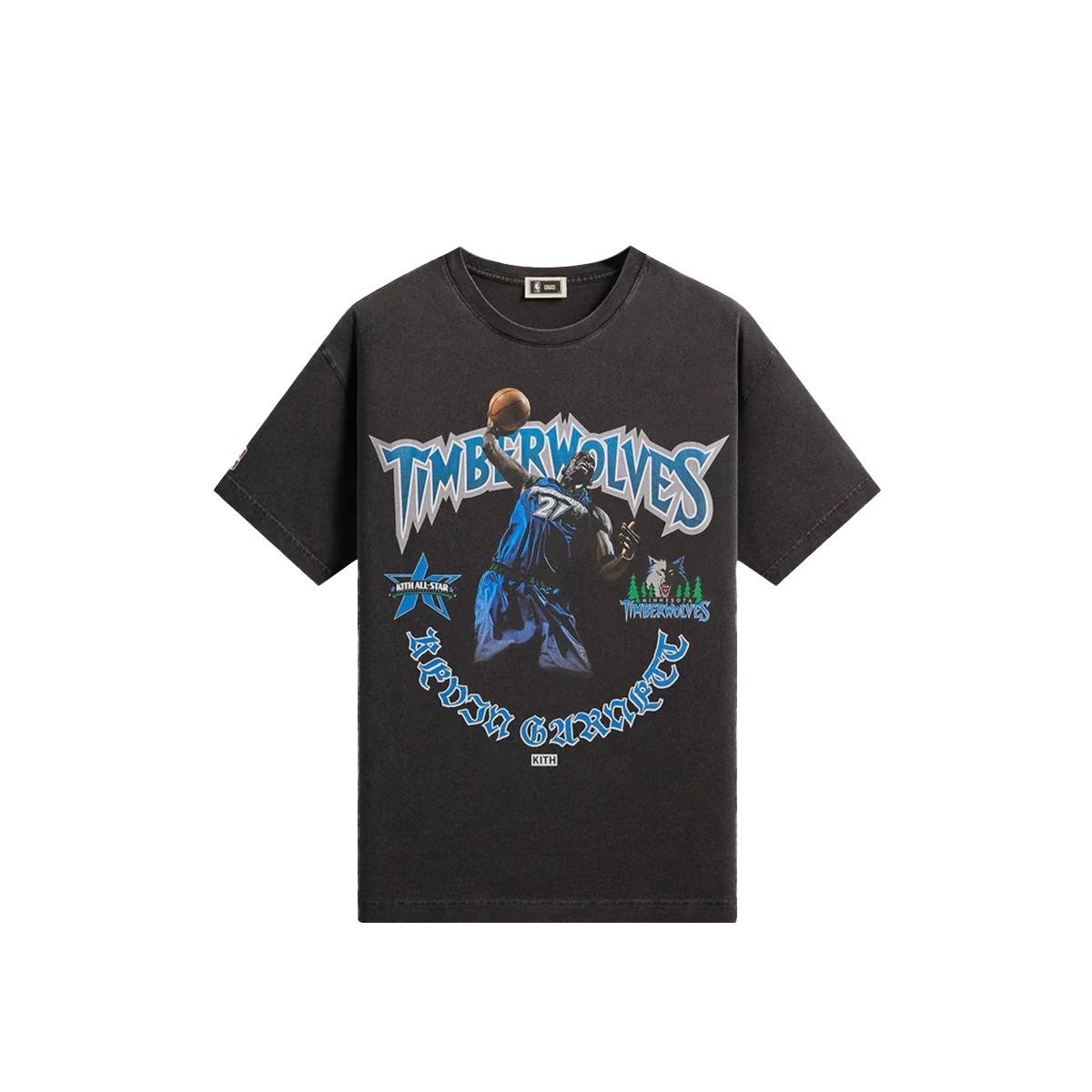 Kith For NBA All-Star Minnesota Timberwolves Kevin Garnett Vintage Tee Black Men Tops KHM034963-001 M