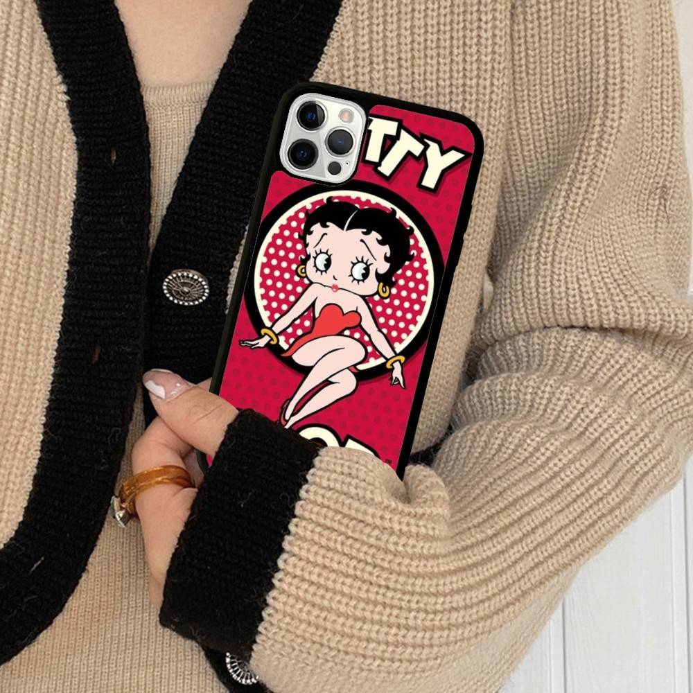 Animation B-Betty Boop PC+TPU Protective Phone Case For IPhone 17 16 Pro Max 15 Plus 14 13 12 11 Cover