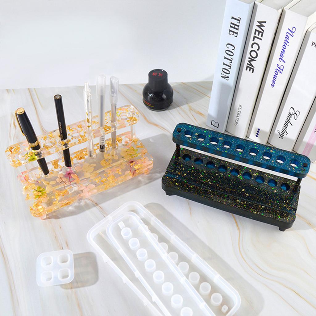 4Pcs Pen Holder Mold for Resin Casting Pencil Holder Silicone Mold Epoxy Resin Mold DIY Handmade Craft Office Ornament