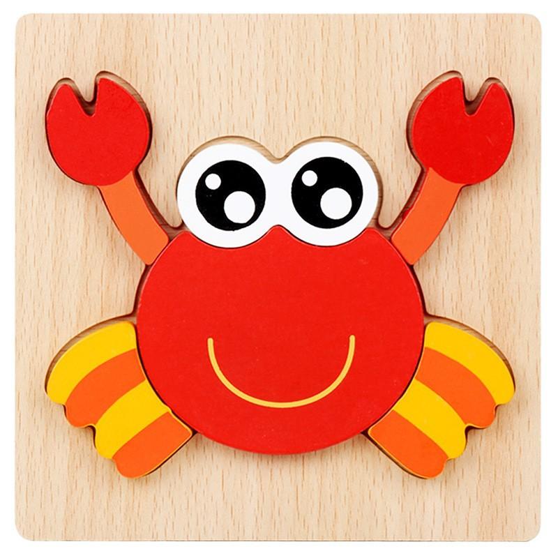 High Quality 3D Wooden Puzzles Educational Cartoon Animals Early Learning Cognition Intelligence Puzzle Game For Children Toys