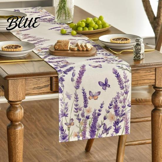 Linen Table Runner for Home Tulip Washable Blooming Flowers Spring Floral Dining Cloth Farmhouse Parties