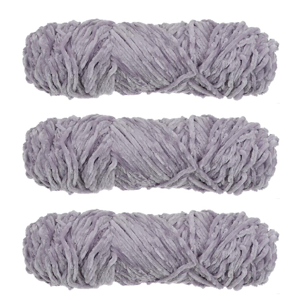 3 Skeins Chenille Yarn Soft Blanket Yarn Polyester Velvet Fancy Fluffy Yarn Knitting for Crochet Weaving Scarf, White