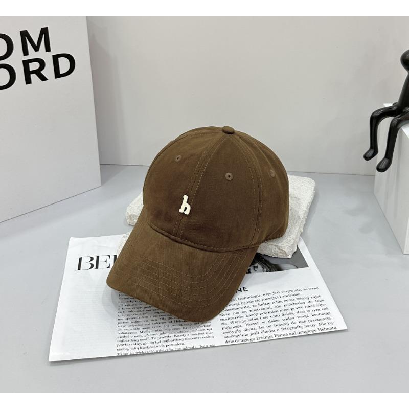 Baseball cap, hand-sewn hardware h letter soft top cotton cloth, thin sunshade, sunscreen cap, women's model
