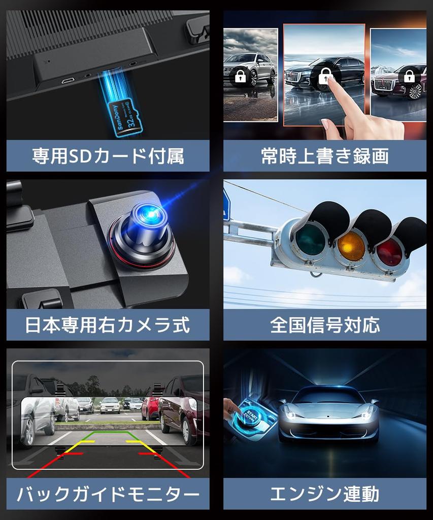 Dash Cam Evolution 4K HD Large Front and Rear WDR Viewing Full HD Touch LED Signal Digital Interior Loop Emergency Impact Parking Dedicated SD