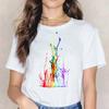 Kpop Fashion Cosmetics 3D Nail Polish Print Tees Women Y2K Tops Summer White Loose Short Sleeve O-Neck Female T-Shirts Blouses