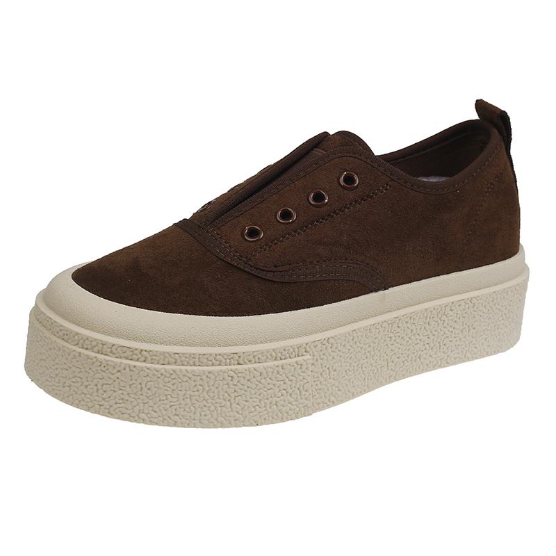 Fashion Spring New Casual Sports Shoes Women's Round Head Deep Mouth Suede Thick Sole Anti-slip Wear-resistant Single Shoes