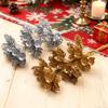 10Pcs/Bundle Gold Silver Christmas Pine Cone Artificial Plants Diy Gifts Box Wedding Decorative Flowers Home Decor Accessories
