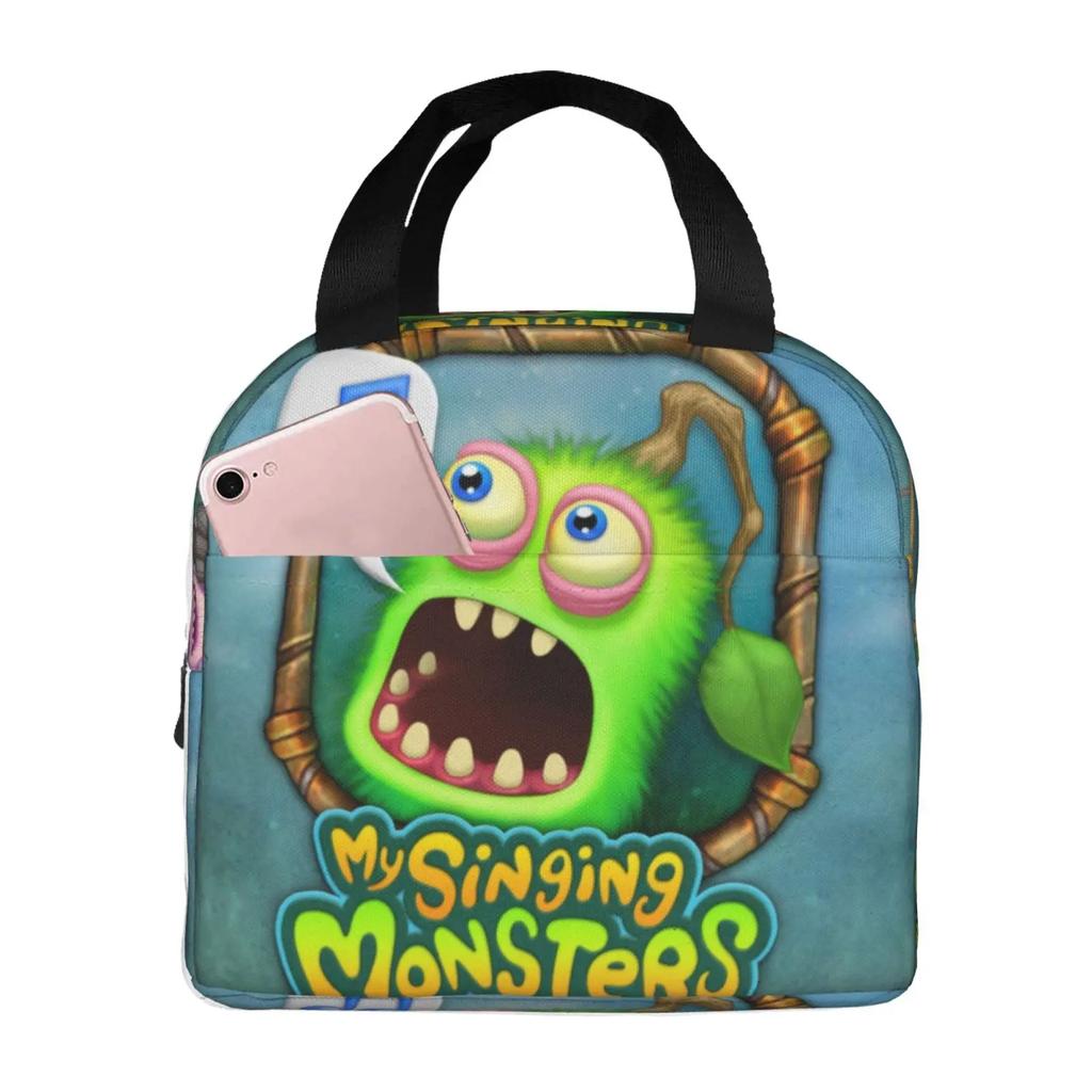 My Singing Monsters Cartoon Insulated Lunch Bag for Camping Travel Video Game Waterproof Thermal Cooler Bento Box Women Kids