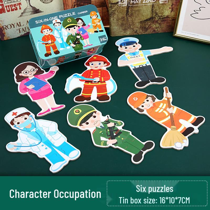 Animal & Transport Six-in-One Educational Puzzle for Kids Aged 3-6