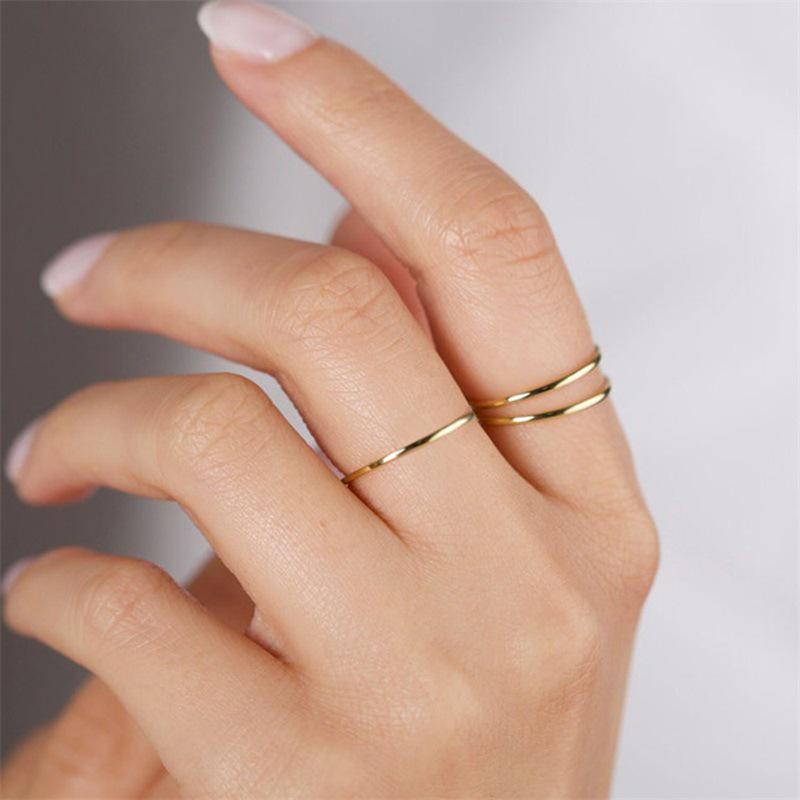 St. Delan Simple Gold-Plated Stainless Steel Couple Ring