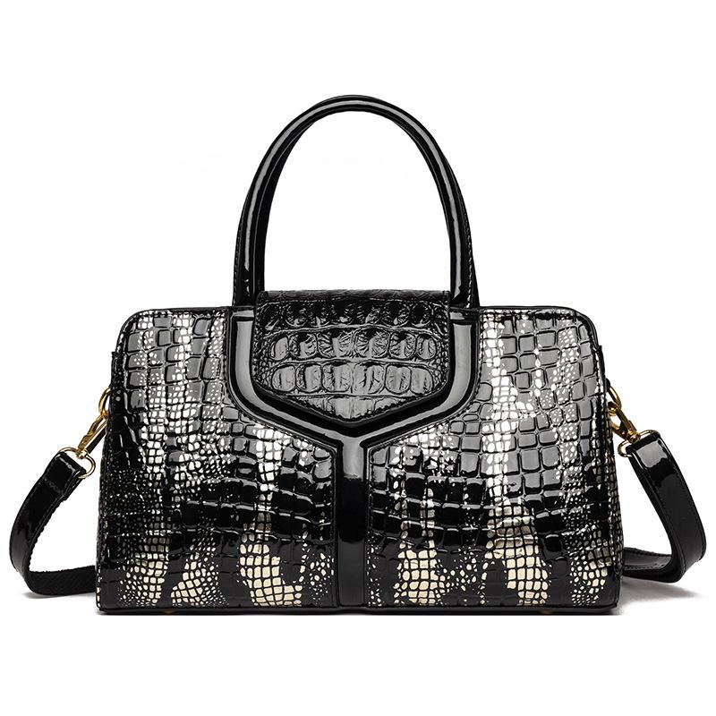 Women's Retro Crocodile Pattern Handbag - Large Capacity, High-End Shoulder & Crossbody Tote