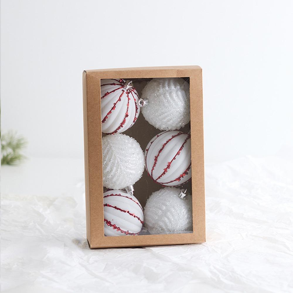 Glitter Flocked Christmas Balls Pendant Wine Red Merry Christmas Decor  Home New Year Decor