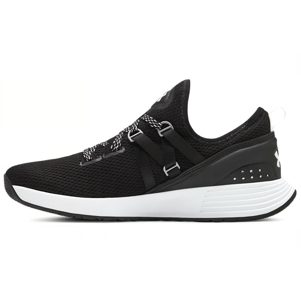 Under Armour Breathe Trainer Round Toe Comfortable Shock Absorption Non-Slip Low-Top Training Shoes Women Sneaker Black White 3021335-001