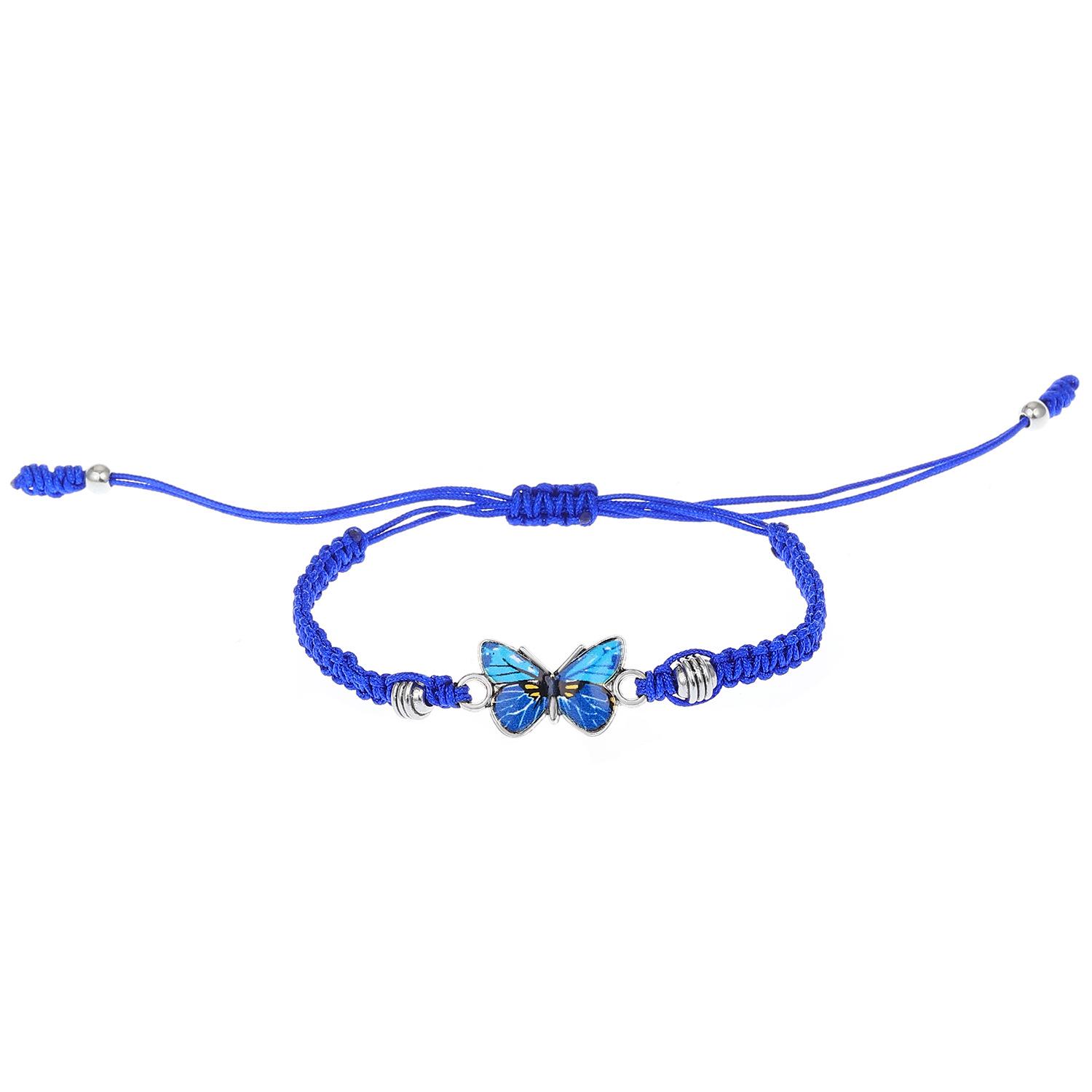 

Браслет из плетеной веревки с разноцветными бабочками: Регулируемый подарок ручной работы для пар и подруг