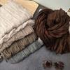 Retro Pleated Printed Scarf Luxury Brand Designer Long Shawl Wrap  For Spring Autumn Winter