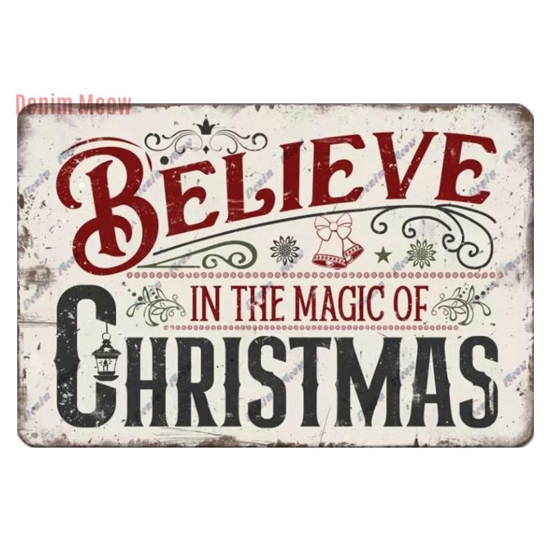 Retro Merry Christmas Metal Wall Decor, Vintage Christmas Bakery Metal Sign, for Gift  Bar Club Cafe, Room Decoration, WY299