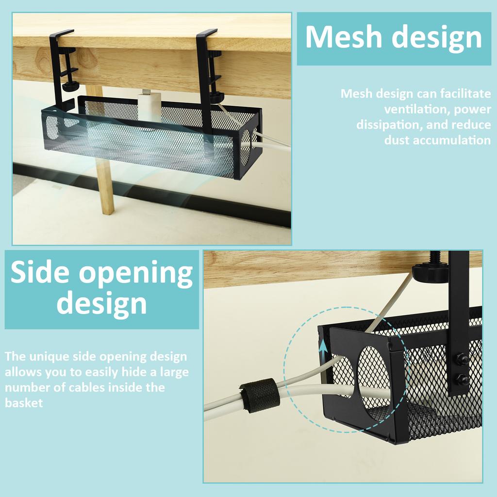Under Desk Cable Tray No Drill Steel Under Desk Cable Management Tray Multipurpose Desktop Tidy Storage Rack for Office and Home