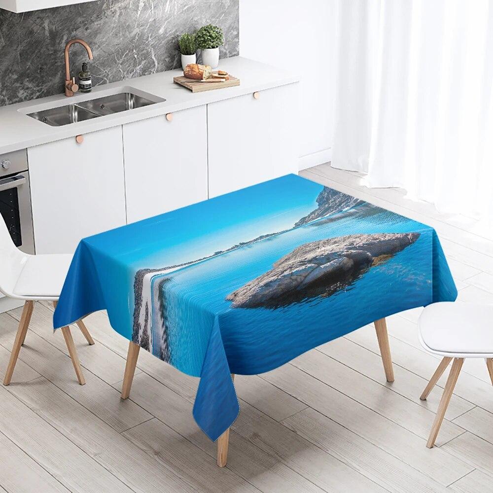 Scenery Printed Tablecloth Stain Resistant Waterproof Wedding Party Restaurant Banquet Decoration Home Table