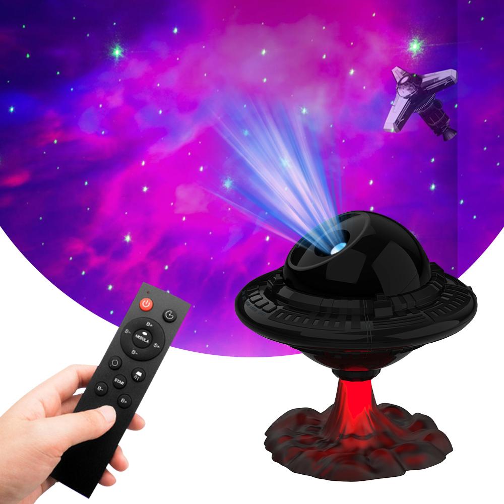 Night Lights Star Projector Flying Saucer Shape Ornaments Projector Atmosphere Lamp with Remote