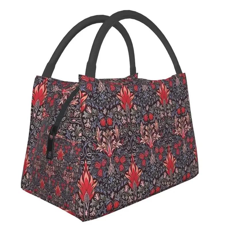 William Morris Insulated Lunch Bag for Women Portable Snakeshead Cooler Thermal Lunch Box Beach Camping Travel Shoulder Bag