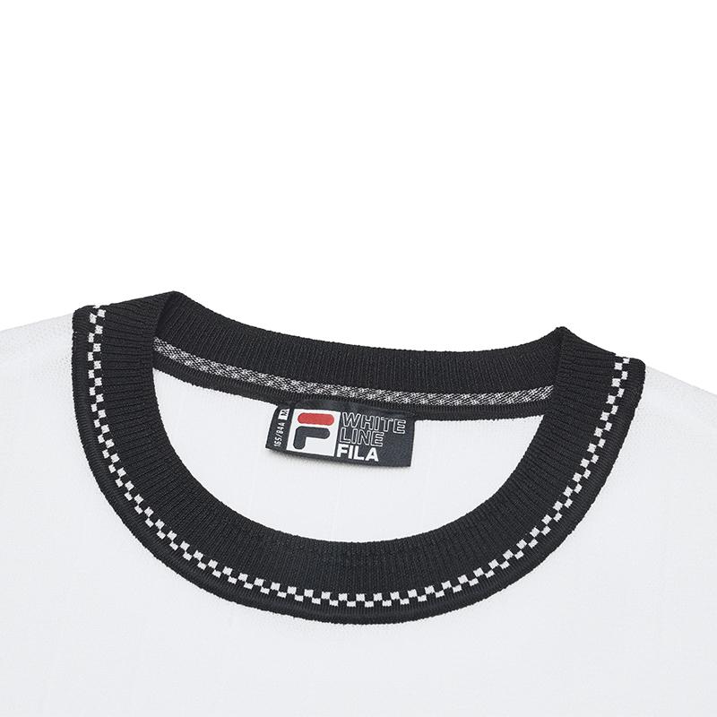 Fila White Versatile Comfortable Sports Casual Simple Short Sleeve Knit Top Women Tops Cloud-White F11W523401F-WT