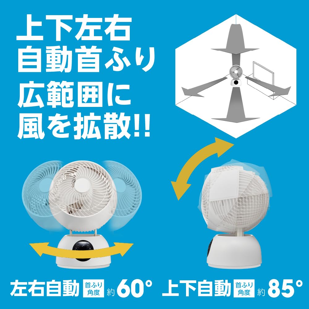 Doshisha 60-degree Circulator, 18cm, DC Remote Control, White, FCA-182D WH