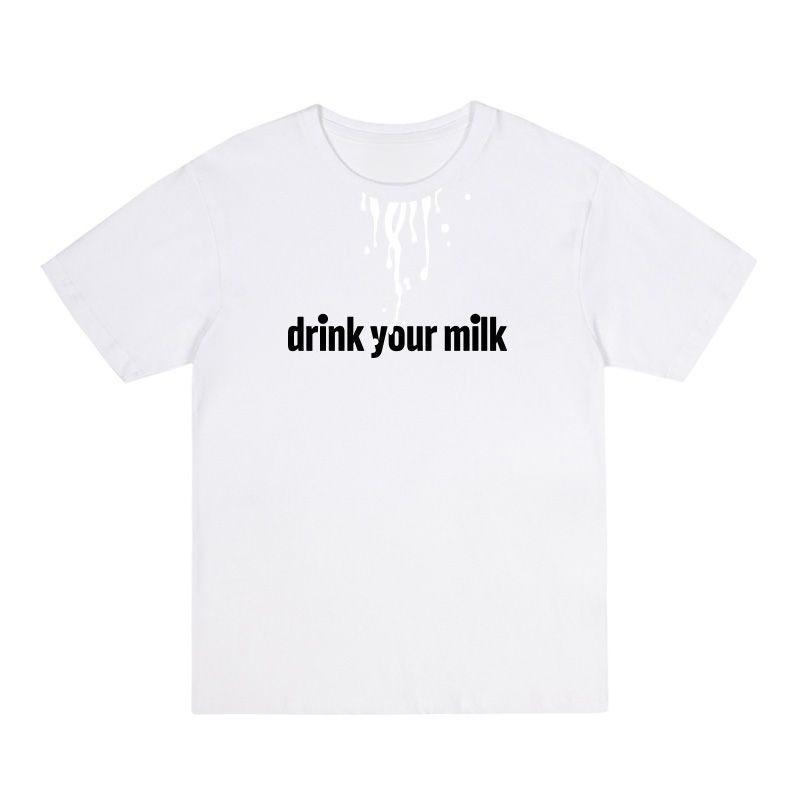 

The Same Style of Drink Your Milk Pure Cotton Short-sleeved T-shirt As Matt Pomo Peacock and Jonathan Bailey L