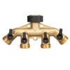 Four-Way Copper Water Faucet Splitter with High-Pressure-Resistant Rubber Coating.