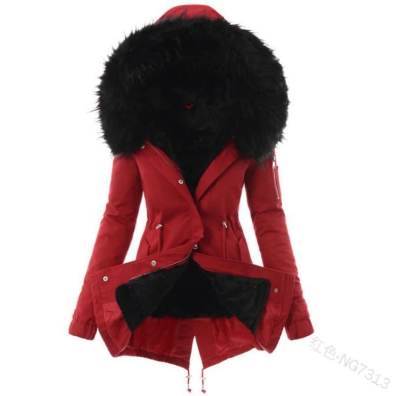 Autumnal and Winter New Cotton-padded Clothes European and American Hooded Slim-fitting Warm Zipper Jacket Women