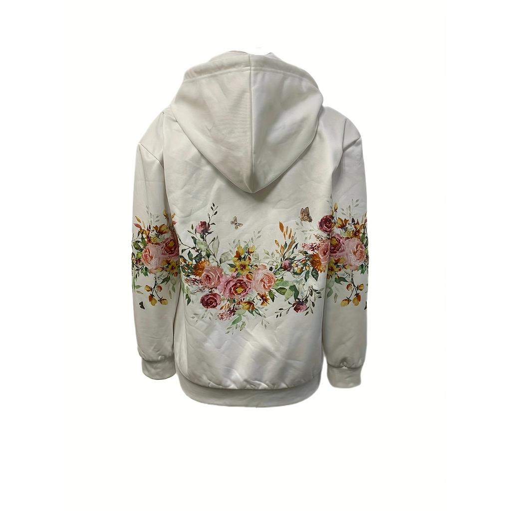 Felpa con cappuccio da donna autunnale Giacca con cerniera Giacca da donna stampata a maniche lunghe allentata casual alla moda