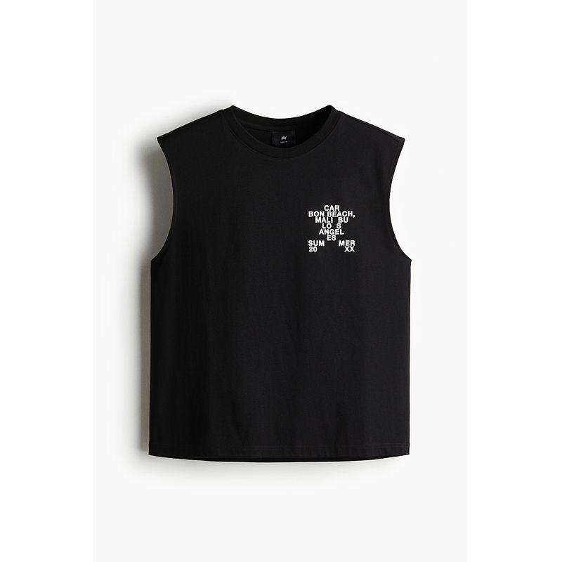 

Мужской жилет HM 2025 Лето Новое поступление Модный Повседневный Мода Американский стиль Свободный Принт Жилет 1275905 Black/Carbon Beach 180/124