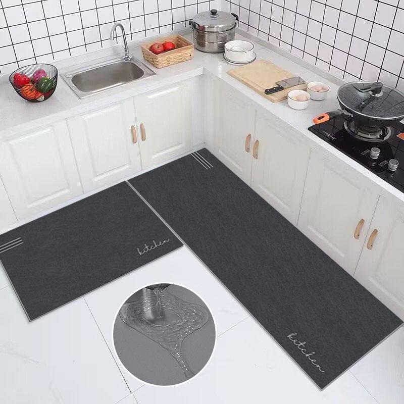Solid Color Kitchen Floor Mat Bathroom Waterproof Quick Drying Foot Mat Balcony Door Anti Slip Rug Living Room Long Strip Rug