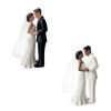 Bride Groom Statue Accessory Couple Sculpture with White Mesh Veils Elegant Simulation DIY Micro Landscape Wedding Cake Topper